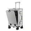 20 24 Inch Front Opening Luggage Men's and Women's Multifunctional Password Lock Trolley Case Travel Wheels Suitcases Cup Holder - Kimlud