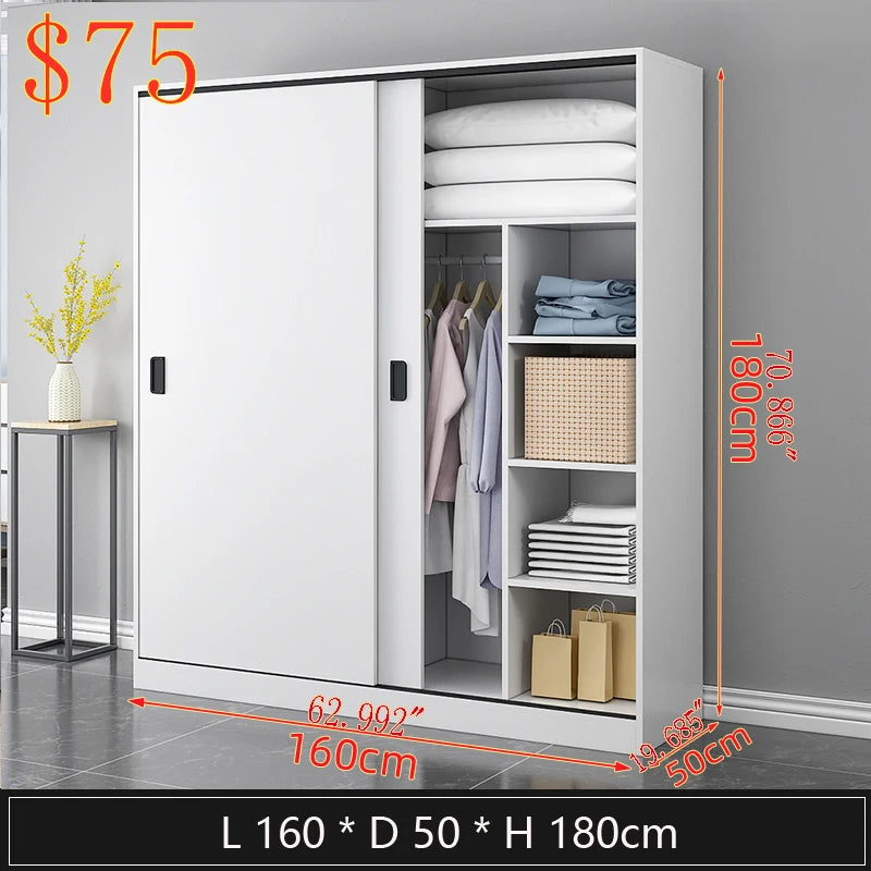 Modern Minimalist Bedroom Furniture Wooden Wardrobe Clothing Closet Cabinet Combination Closet Cupboard Bureau Armoire...