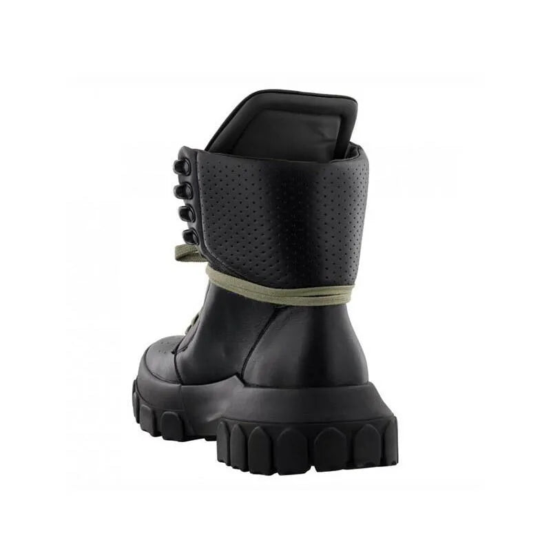 Punk Winter Men Lace Up Tactical Platform Ankle Boots Med Heels Platform Work Safety Shoes Army Genuine Leather Boots...