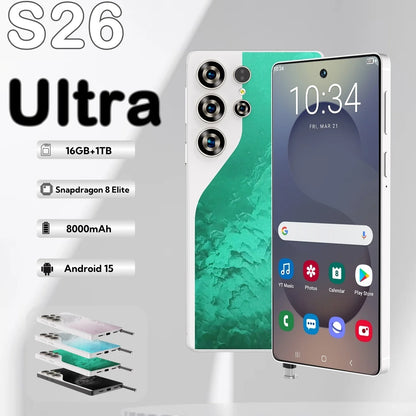 Brand New S26 Ultra 5G Smartphone 16GB+1TB Android 15.0 108MP HD Screen 5G 7.3inch Dual Card Decacore CPU 100W Quick Charge