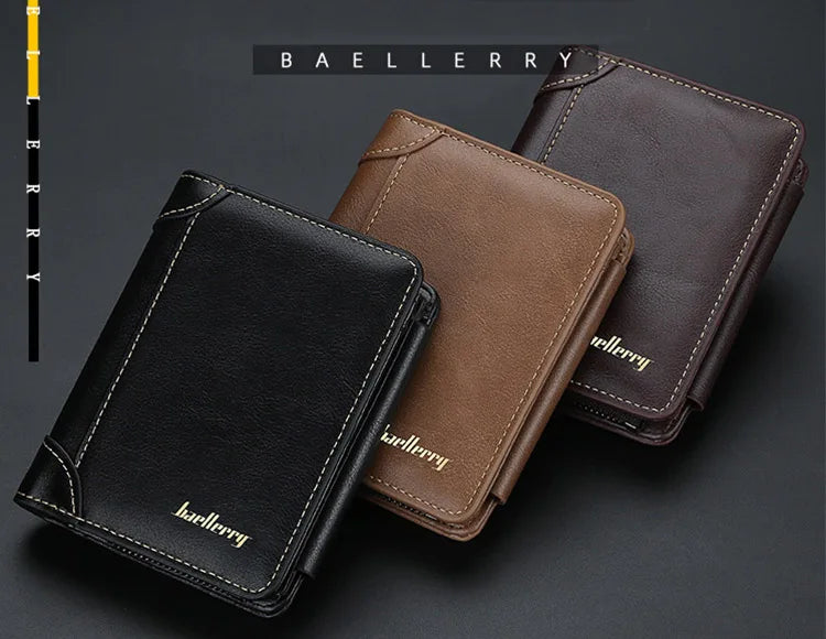 New PU Leather Men Wallets High Quality Zipper Short Desigh Card Holder Male Purse Vintage Coin Holder Men Wallets