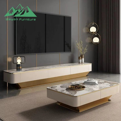 Contemporary Wooden TV Stand & Coffee Table with Panel Feature: Ideal Furniture for Small Family Living Rooms - Kimlud