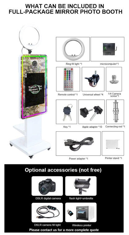 Free Software 21.5Inch Dslr Booth Magic Mirror Booth for Camera With Flash Light Umbrella Wedding Rental Photo Booth |...