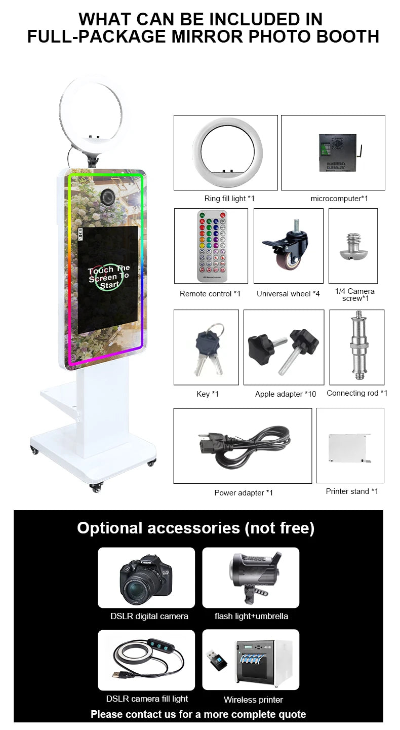 Free Software 21.5Inch Dslr Booth Magic Mirror Booth for Camera With Flash Light Umbrella Wedding Rental Photo Booth |...