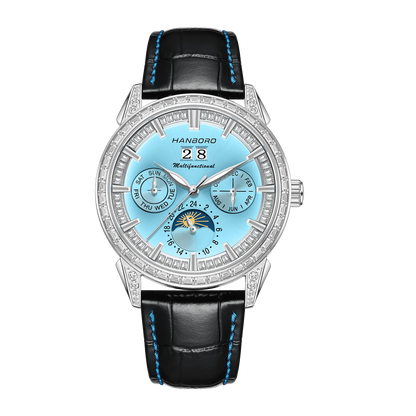 HANBORO Men's Luxury Automatic Mechanical Sports Watch Hollow Pointer Full Diamonds Calendar Luminous Stainless Steel...