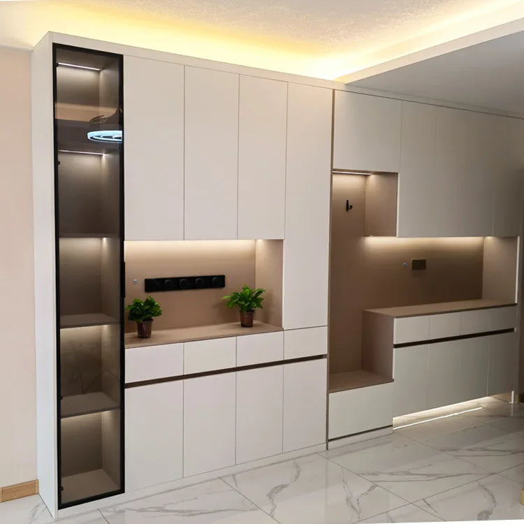 Custom Modern Wood Kitchen Cabinets & Bedroom Wardrobe Set | Foshan High Gloss Furniture | ENF-Grade Whole-House Storage...