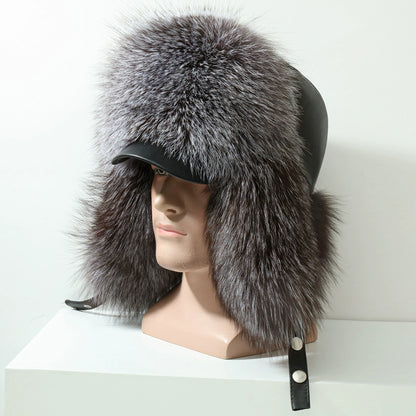 Winter Middle-Aged and Elderly Raccoon Fur Leather Men Ushanka