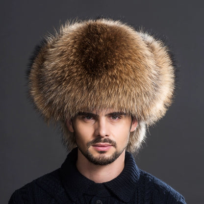 Winter Middle-Aged and Elderly Raccoon Fur Leather Men Ushanka