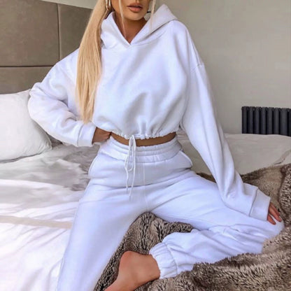 Fashion Trend Women's Wear, Long-sleeved Sports Casual Suit Waist Two-piece Set - Kimlud