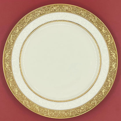 Luxurious disc relief inlaid with golden beef steak plate, palace style bone porcelain, European style gold edged tableware