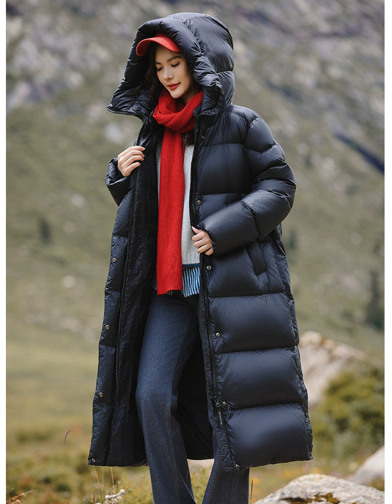 3,000 Camp New arrival 95 White Duck Down Small thickened Heattech Over Knee Mid Length Long Length Extreme Cold Down jacket Female Winter