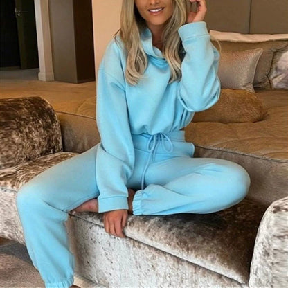 Fashion Trend Women's Wear, Long-sleeved Sports Casual Suit Waist Two-piece Set - Kimlud