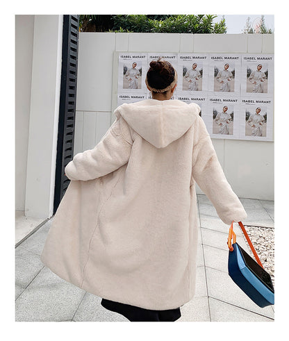 2024 New Winter Hooded Women Faux Fur Coat Ladies Thick Warm Long Fur Jacket Soft Tedy Female Loose Faux Fur Coats Outwear Parka