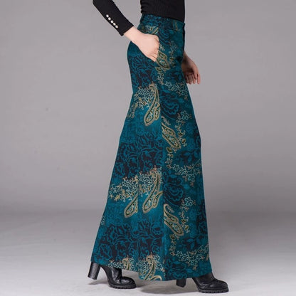 Brand Big Sale Leak-Picking ~ Loose Pants Women's Summer High Waist Drooping Slim Looking Plus Size Loose Straight-leg Floral Long Pants