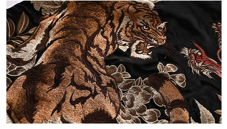 New 2025 Hot Style Men Boys Modified Liquid Light Sensation Coats Dragon Tiger Reversible Baseball Sukajan Souvenir...