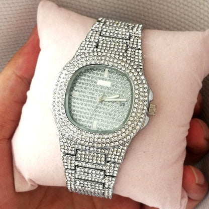 Export Trendy Rhinestone Hip Hop Rap Gypsophila Watch