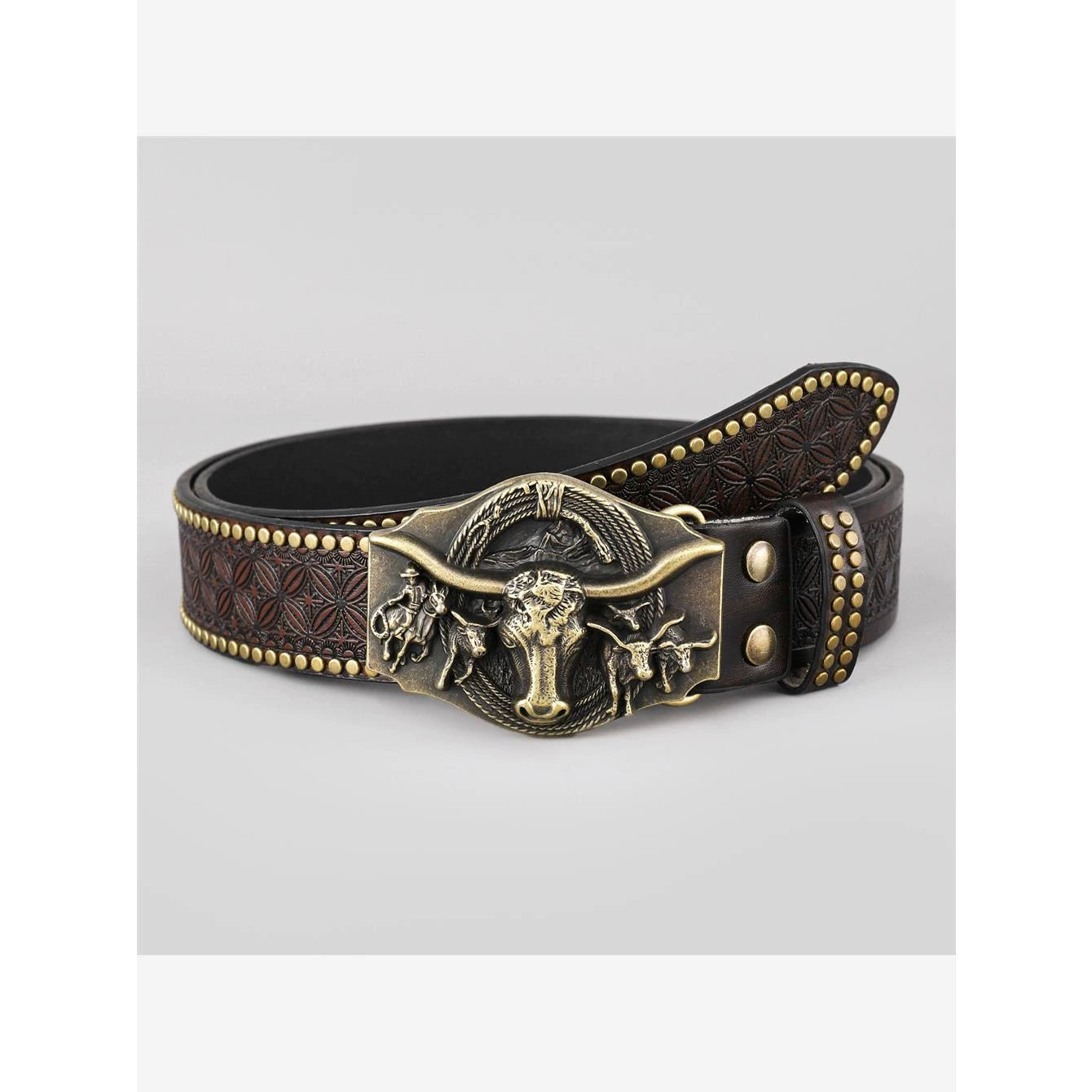 Denim Belt Cow Head Large Plate Buckle Trendy Denim Belt Cow Head