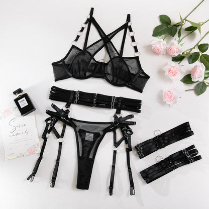 Sexy Pure Desire Halter Four-Piece Suit Sexy Garter