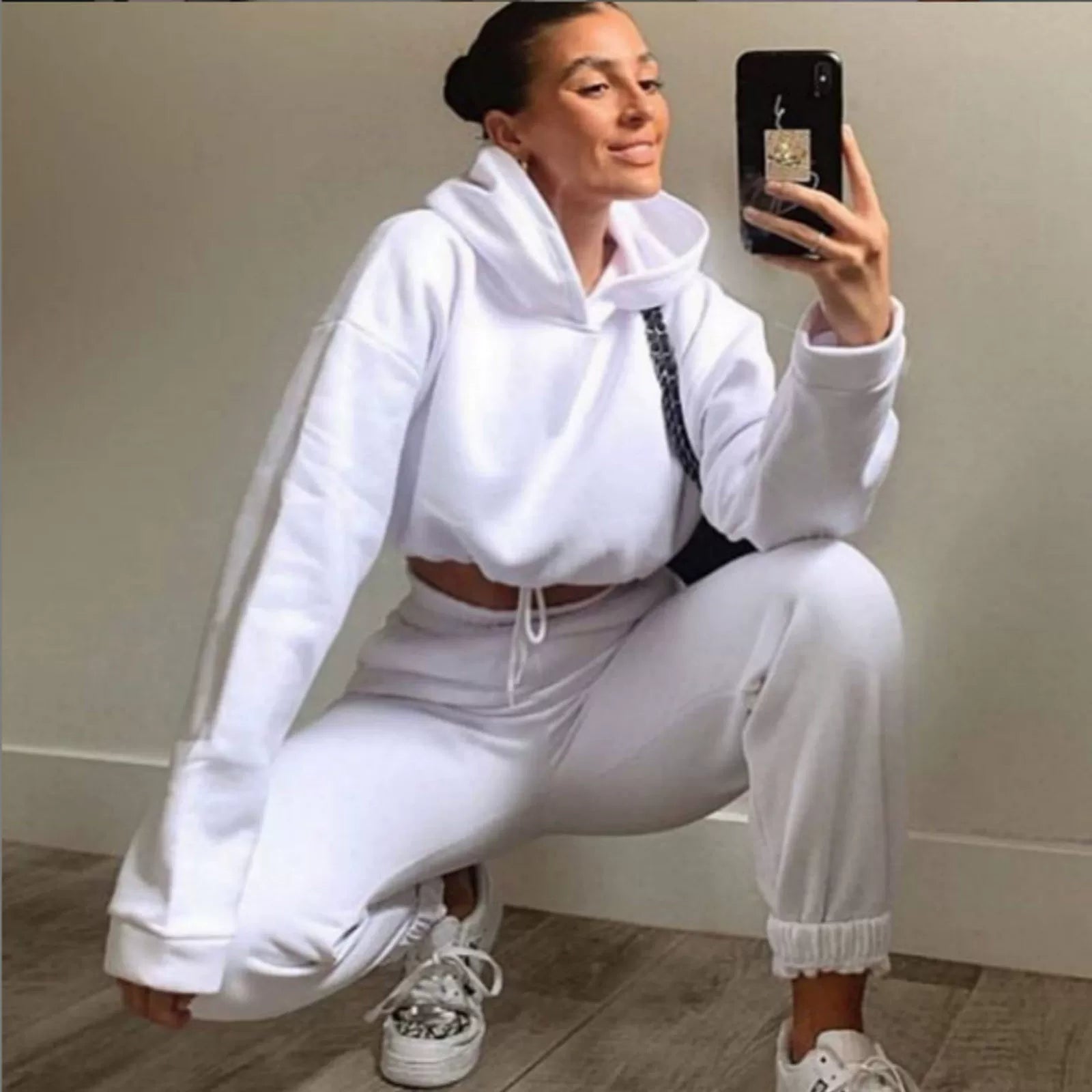 Fashion Trend Women's Wear, Long-sleeved Sports Casual Suit Waist Two-piece Set - Kimlud