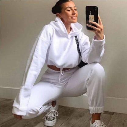 Fashion Trend Women's Wear, Long-sleeved Sports Casual Suit Waist Two-piece Set - Kimlud