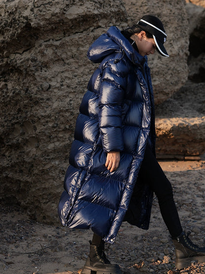 3,000 Camp New arrival 95 White Duck Down Small thickened Heattech Over Knee Mid Length Long Length Extreme Cold Down jacket Female Winter