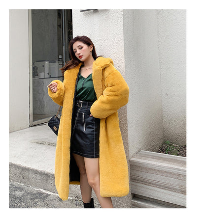 2024 New Winter Hooded Women Faux Fur Coat Ladies Thick Warm Long Fur Jacket Soft Tedy Female Loose Faux Fur Coats Outwear Parka