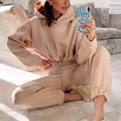Fashion Trend Women's Wear, Long-sleeved Sports Casual Suit Waist Two-piece Set - Kimlud