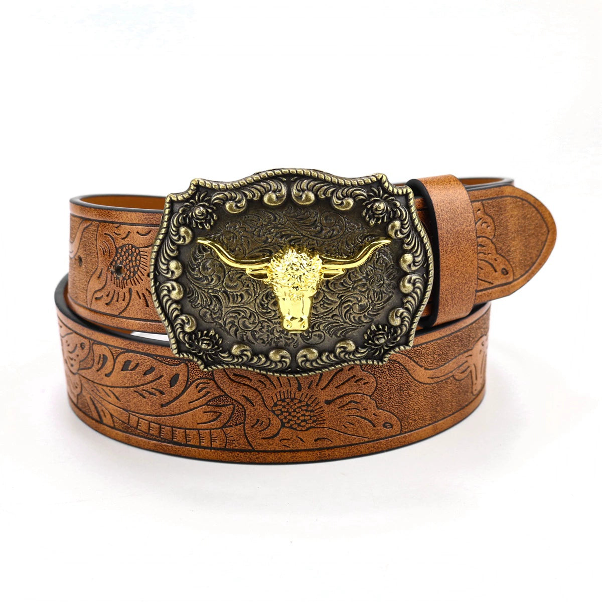 Denim Belt Cow Head Large Plate Buckle Trendy Denim Belt Cow Head