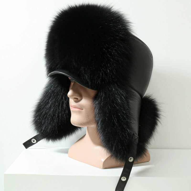 Winter Middle-Aged and Elderly Raccoon Fur Leather Men Ushanka