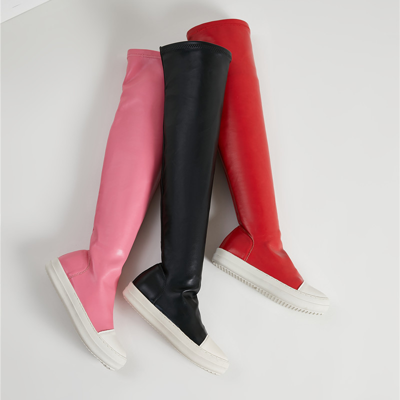 Boots All-Matching round Toe Flat Bottom Fleece-Lined over the Knee Boots