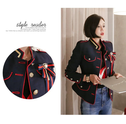 Women's Korean-Style Short Coat for Autumn and Winter Stand-up Collar Slim Fit