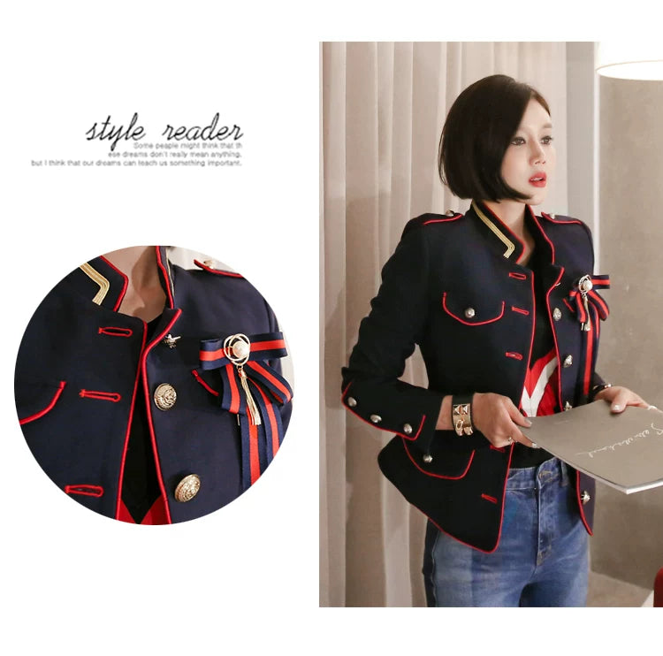 Women's Korean-Style Short Coat for Autumn and Winter Stand-up Collar Slim Fit