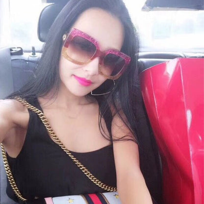 Oversized Square Frame European and American Style Big Rim round Face Women's Myopic Sunglasses Color Matching Square Sunglasses Driving Sunglasses