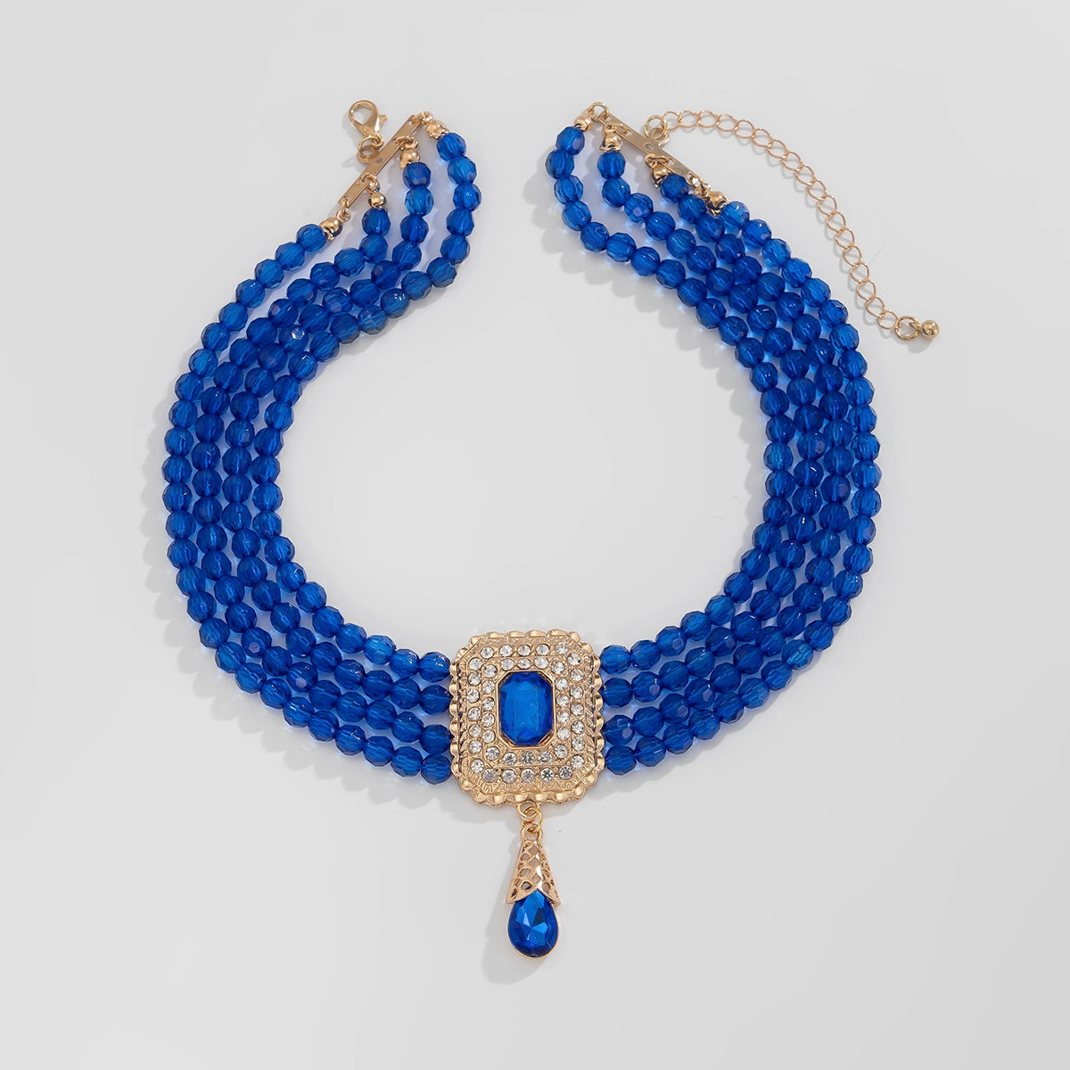 Women's Square Diamond-Embedded Acrylic Beads Multi-Layer Necklace Affordable Luxury Fashion Wide Elegant Internet Hot Fashionable Clavicle Chain