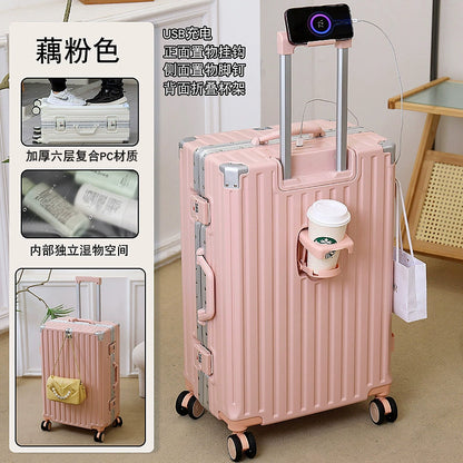 Japanese Import Luggage Women's New Arrival Multi-Functional Hook Boarding Bag Universal Wheel 24 Pull Rod Men's Password Suitcase