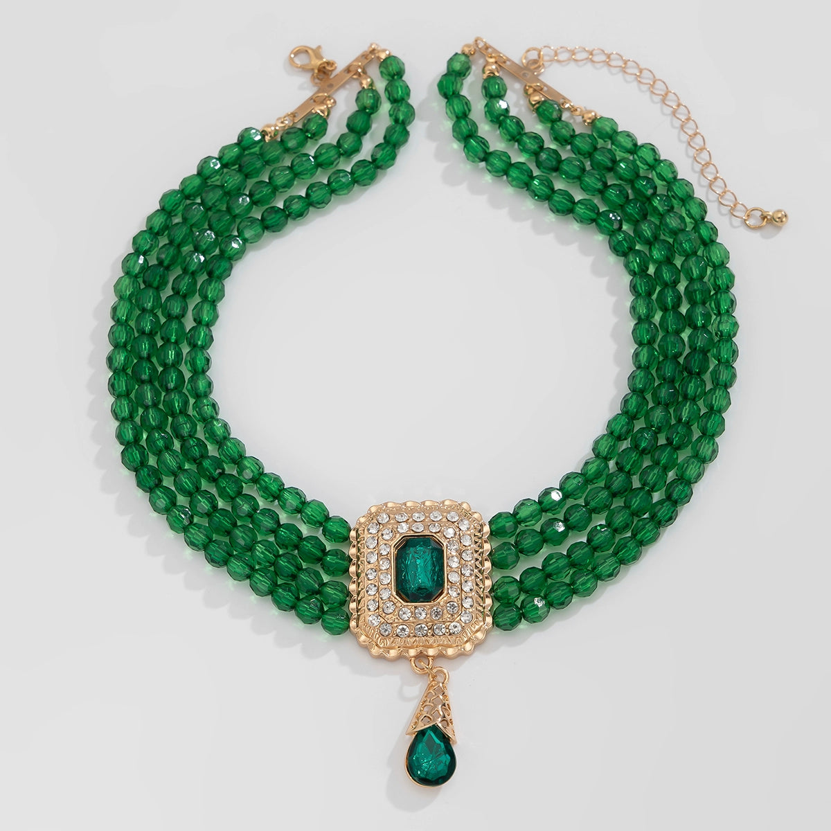 Women's Square Diamond-Embedded Acrylic Beads Multi-Layer Necklace Affordable Luxury Fashion Wide Elegant Internet Hot Fashionable Clavicle Chain