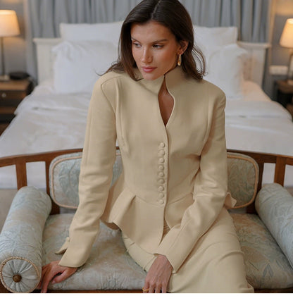 # Sisjuly# Fashion Fashion Elegance Business Style Button Long Sleeves Tops High Waist Mid Skirt Suit Women