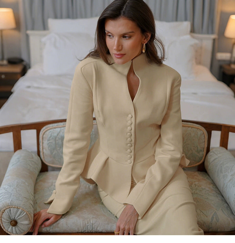 # Sisjuly# Fashion Fashion Elegance Business Style Button Long Sleeves Tops High Waist Mid Skirt Suit Women