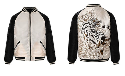 New 2025 Hot Style Men Boys Modified Liquid Light Sensation Coats Dragon Tiger Reversible Baseball Sukajan Souvenir...