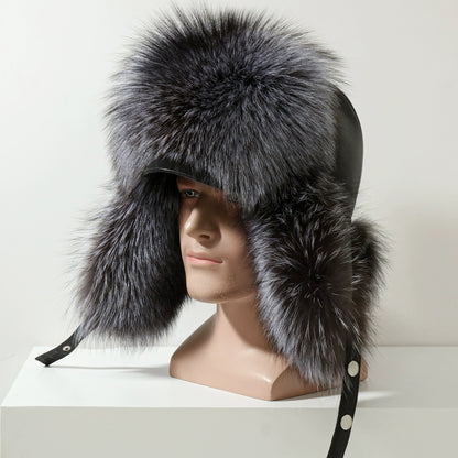 Winter Middle-Aged and Elderly Raccoon Fur Leather Men Ushanka