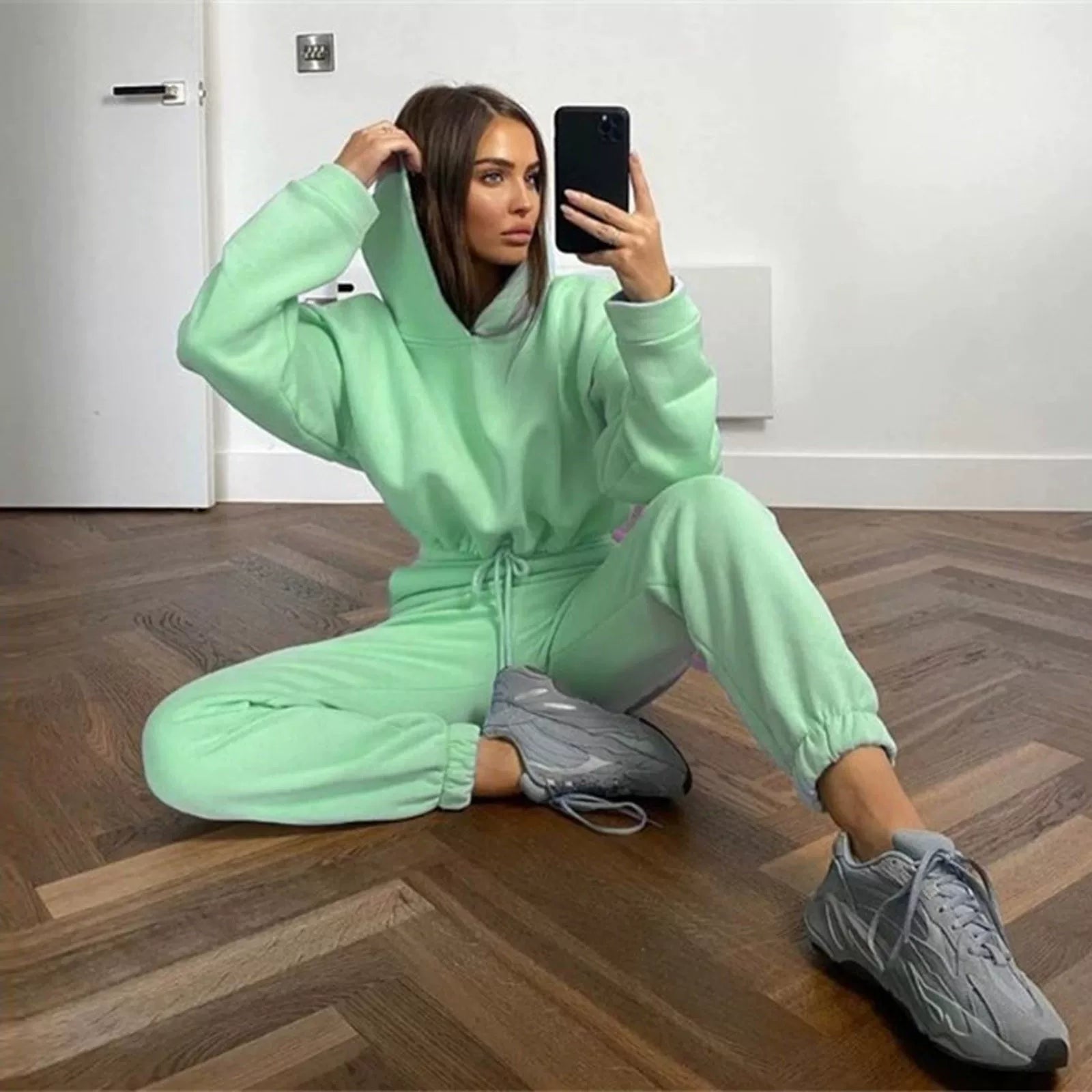 Fashion Trend Women's Wear, Long-sleeved Sports Casual Suit Waist Two-piece Set - Kimlud