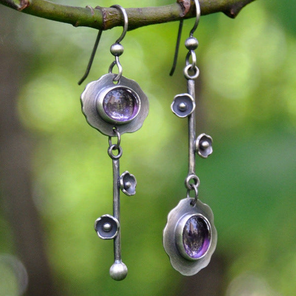 Cross-border wish new jewelry simple fashion key-shaped plum pendant earrings female earrings