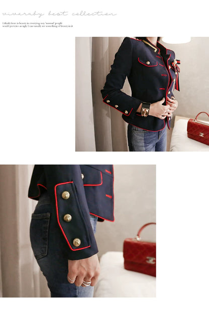 Women's Korean-Style Short Coat for Autumn and Winter Stand-up Collar Slim Fit