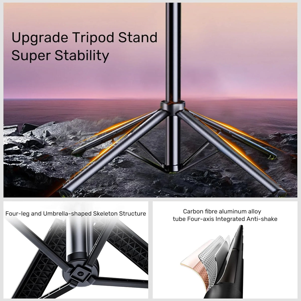 Extendable Auto Face Tracking Tripod 360° Rotation with Light 70.8" Motion Sensor Phone Tripod Stand For Vlog Live Stream