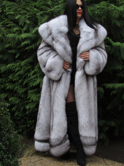 Winter Fashion Fomen's Fur Coat Long Hooded Women's Thick Thermal Coat Fluffy Faux Fox Fur Coat