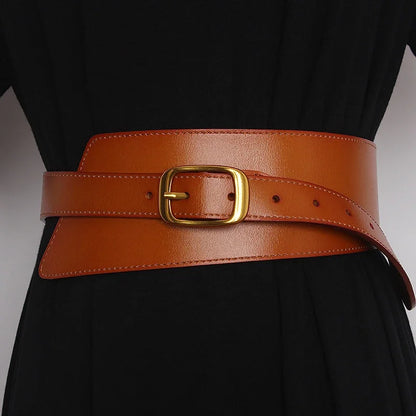 Women's Coat Wide Waistband Genuine Leather Cummerbunds Female Dress Corsets Versatile Waist Belts Decoration Wide Belt...
