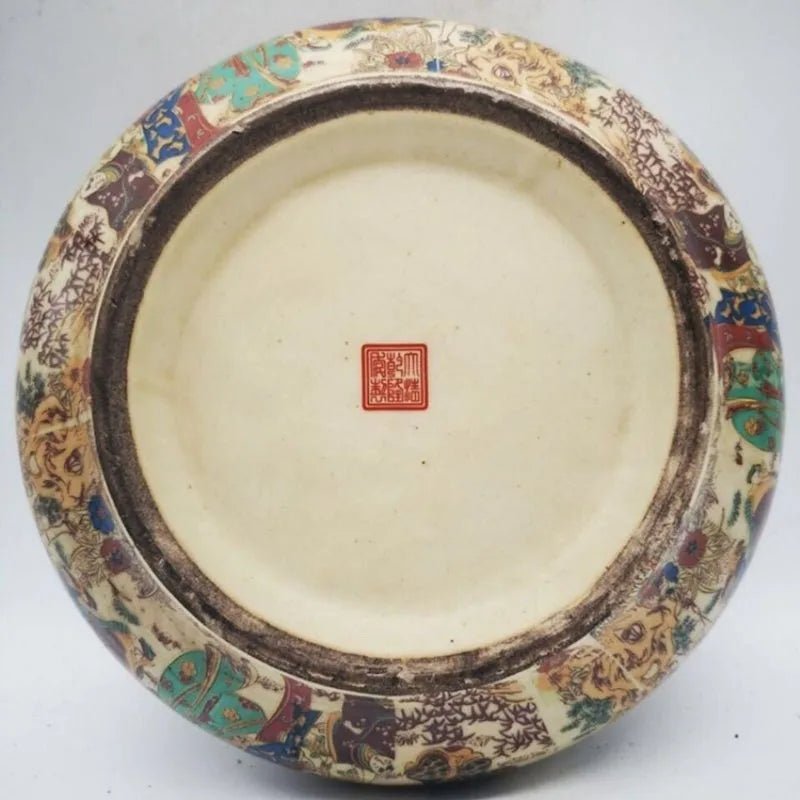 Antiques Folk Collections Porcelain Ashtray Decoration Ornament Ming Qing Enamel Colored Maidservants Pen Washing Stationery Art