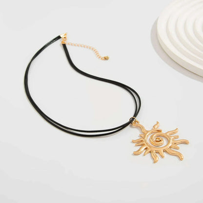 SHIXIN Vintage Spiral Sun Flower Pendant Necklace for Women Bohemia Adjustable Leather Choker Necklace Fashion Neck Jewelry 2025
