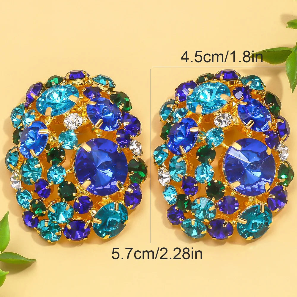 Round Crystal Ear Clip No Piercing Jewelry Free Shipping Christmas Gift Colorful Rhinestone Clip Earrings for Women