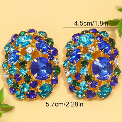 Round Crystal Ear Clip No Piercing Jewelry Free Shipping Christmas Gift Colorful Rhinestone Clip Earrings for Women